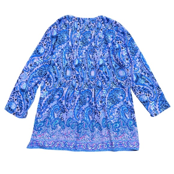 Lilly Pulitzer Marilina Tunic Top In Purple Iris Hello Sunshine Small - Picture 4 of 7
